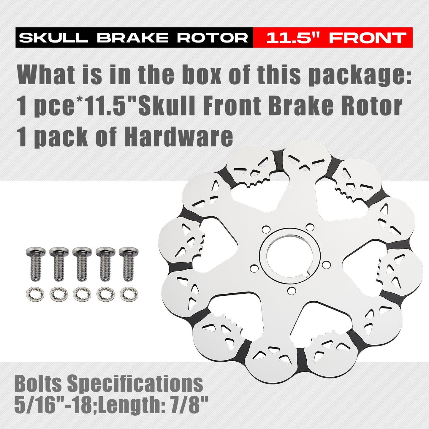 11.5'' Skull Front Brake Rotor for Harley Davidson Sportster 1984-2013,Softail 1984-2014,Dyna 1991-2005,Early Super Glide Models 1984-1991,Touring