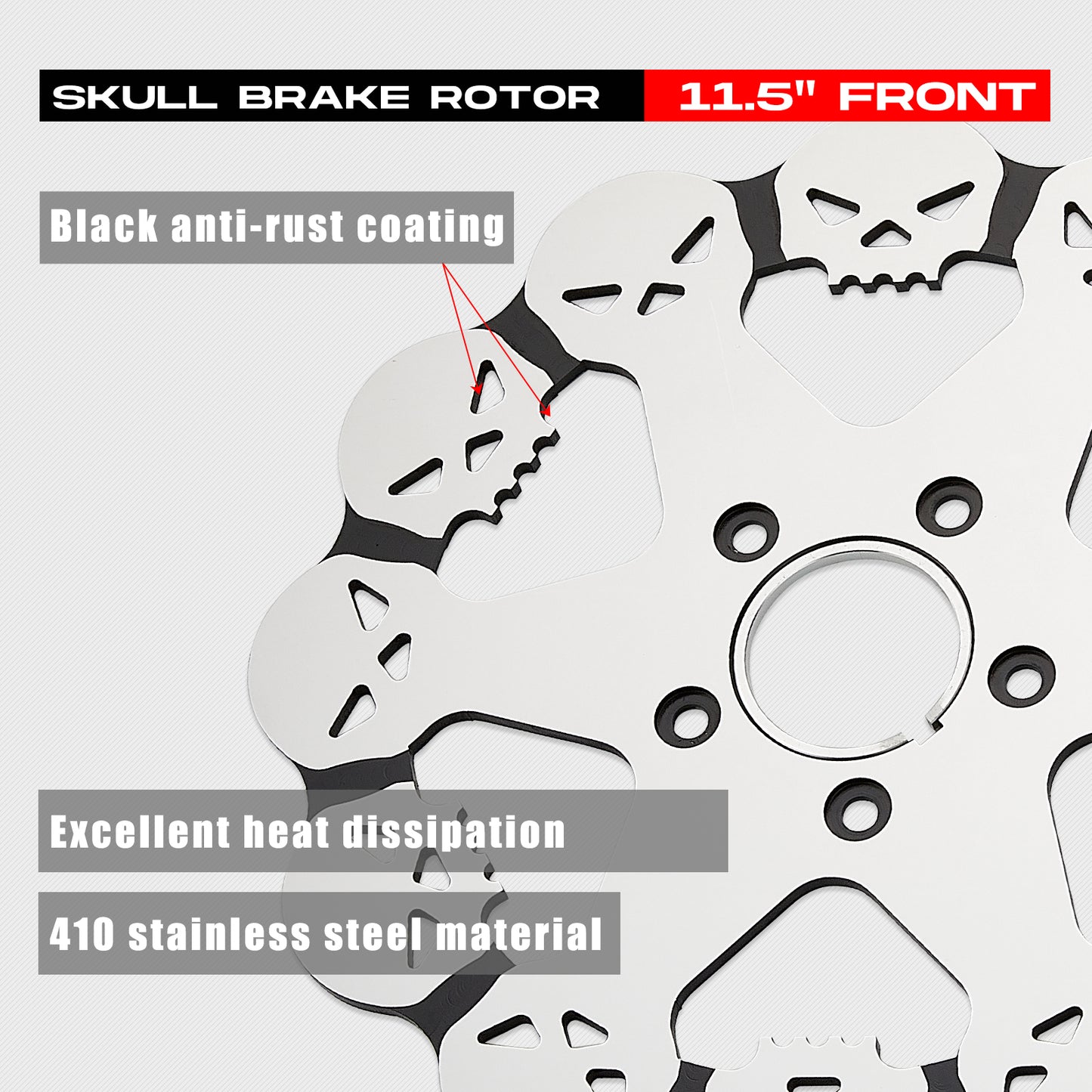 11.5'' Skull Front Brake Rotor for Harley Davidson Sportster 1984-2013,Softail 1984-2014,Dyna 1991-2005,Early Super Glide Models 1984-1991,Touring
