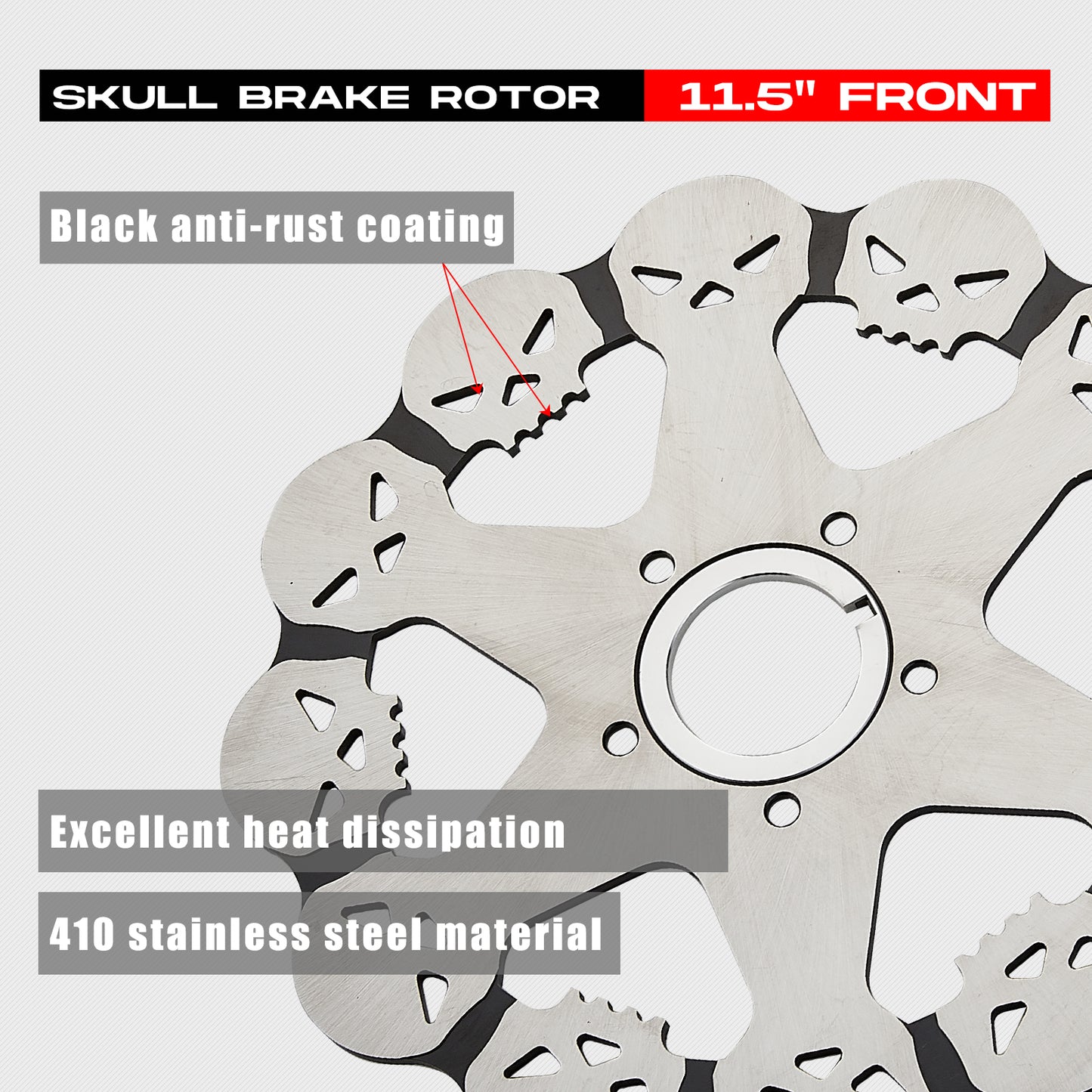 11.5'' Skull Brake Rotor for Harley Davidson,Sportsters ,Touring 2000–2007,Dyna 1992-2017,Early Super Glide 1984–1991,Softail 1984-2020 No-Polished