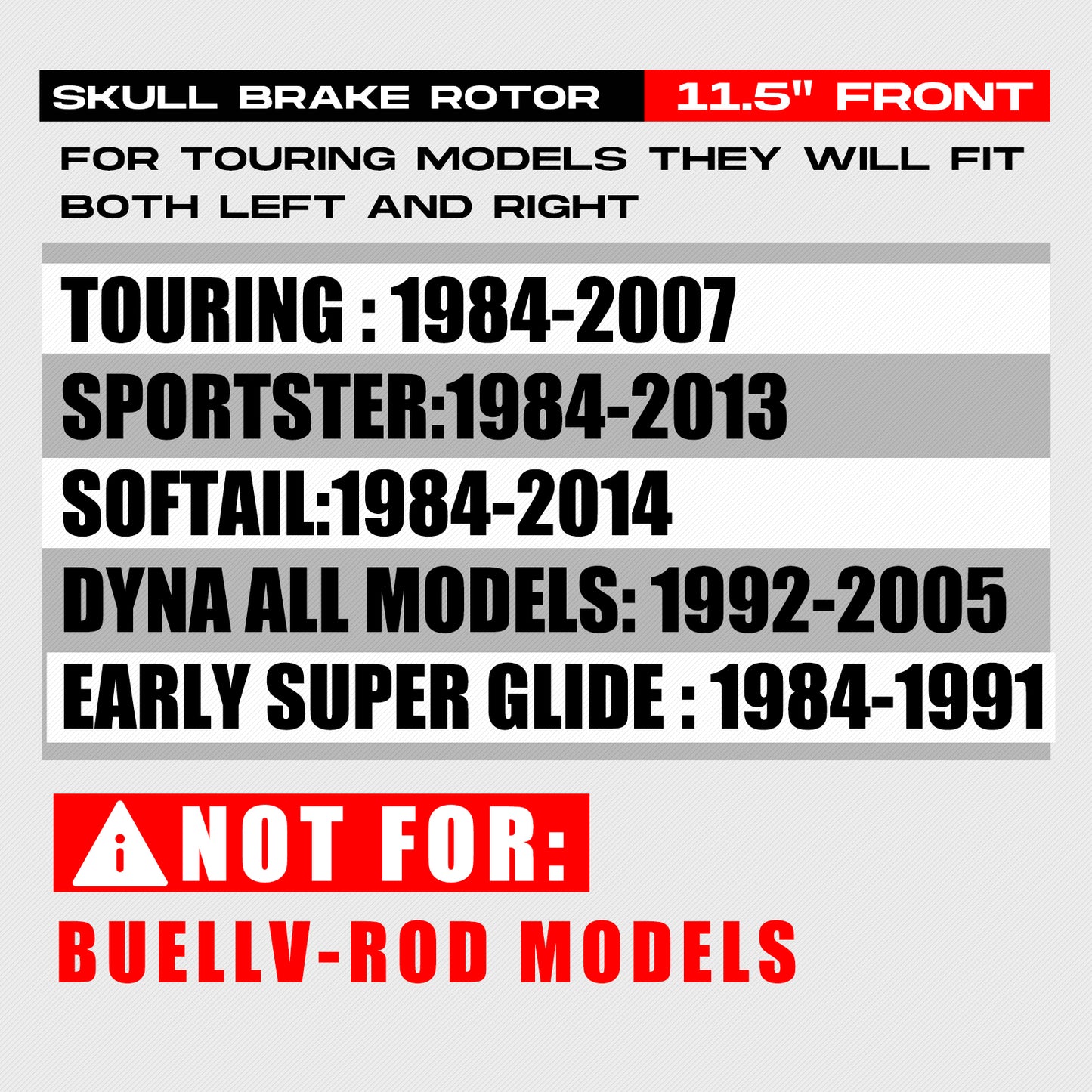 11.5'' Skull Front Brake Rotor for Harley Davidson Sportster 1984-2013,Softail 1984-2014,Dyna 1991-2005,Early Super Glide Models 1984-1991,Touring