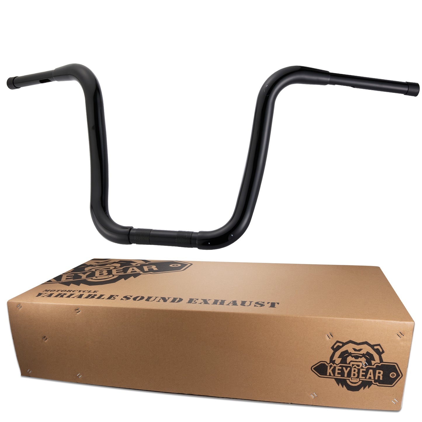 Rise Monkey Bar Ape Hangers Handlebar Gloss Compatible with Harley Davidson FLST, FXST, Sportster XL Black