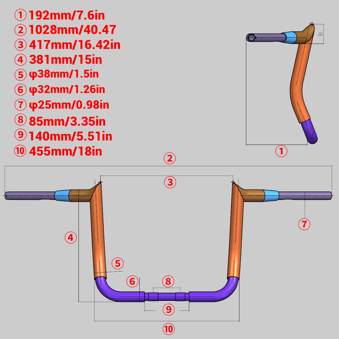 CRUIANAR  Rise Meathook Bar Ape Clamp Hanger Sharp Sheep Horn Style Handlebars Compatible with Harley Davidson Touring Street Glide Models Chrome